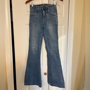 American Eagle Outfitters Light Blue Flare Jeans High Waisted